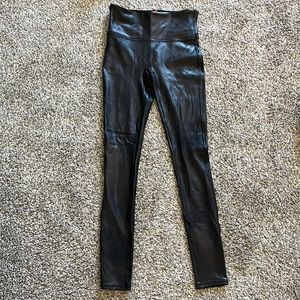 Black Faux Leather Spanx Leggings. Worn one time, basically new!